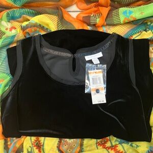 Chic Black Velvet sleeveless top with Sheer Details- size S
NWT